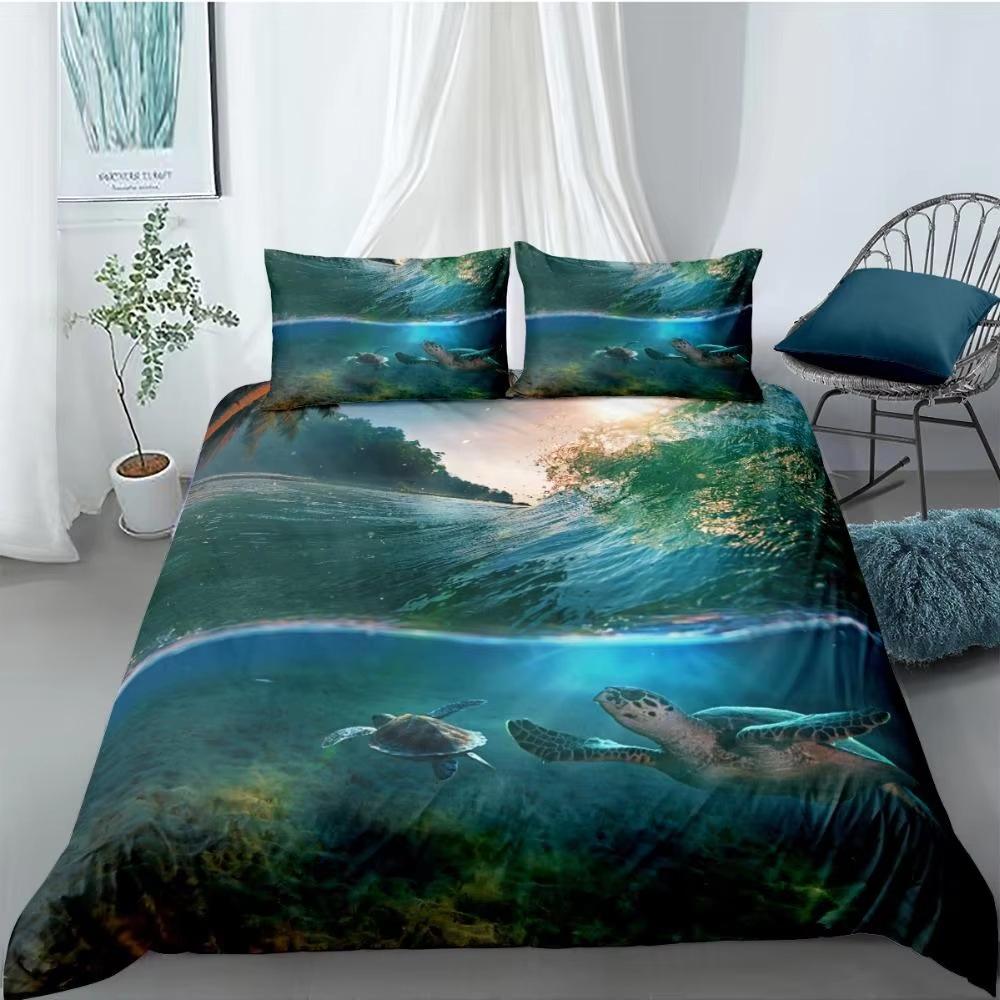 Ocean Animal Down Comforter Set Bedding Set 3-piece Coverlet Set