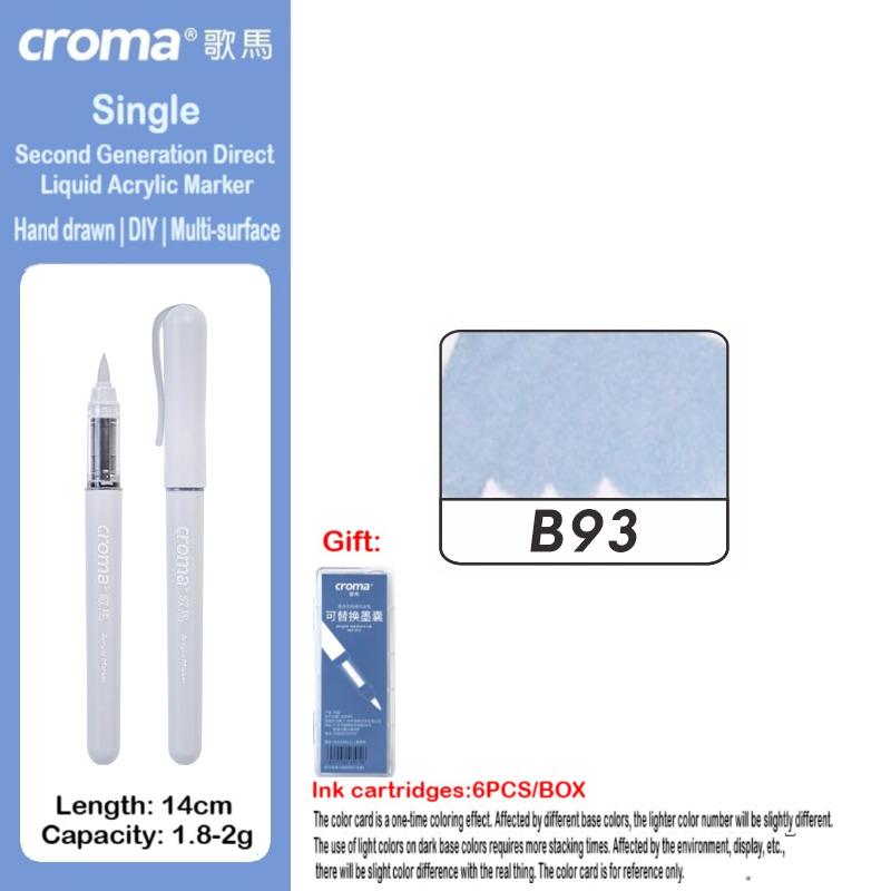 Croma 160/1 Farben Nachfüllbares Direktflüssig-Acrylmarker-Set mit Weicher Spitze, Waschbarer Aquarellpinsel Schulausstattung
