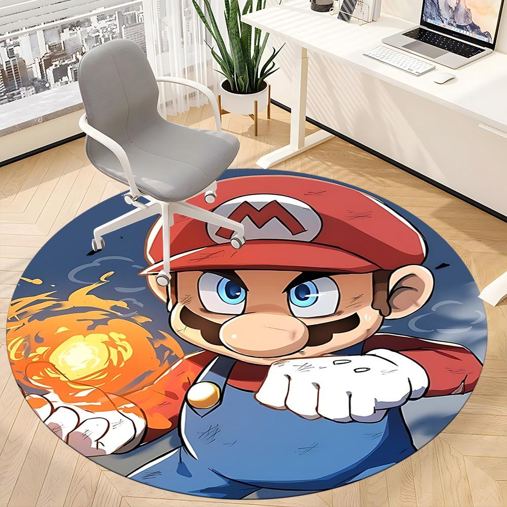 1PC Mario Fire Office Round Area Rug Suitable For Office, Under Office Chairs Bedroom Living Room Home Decor, Available in Various SizesT101