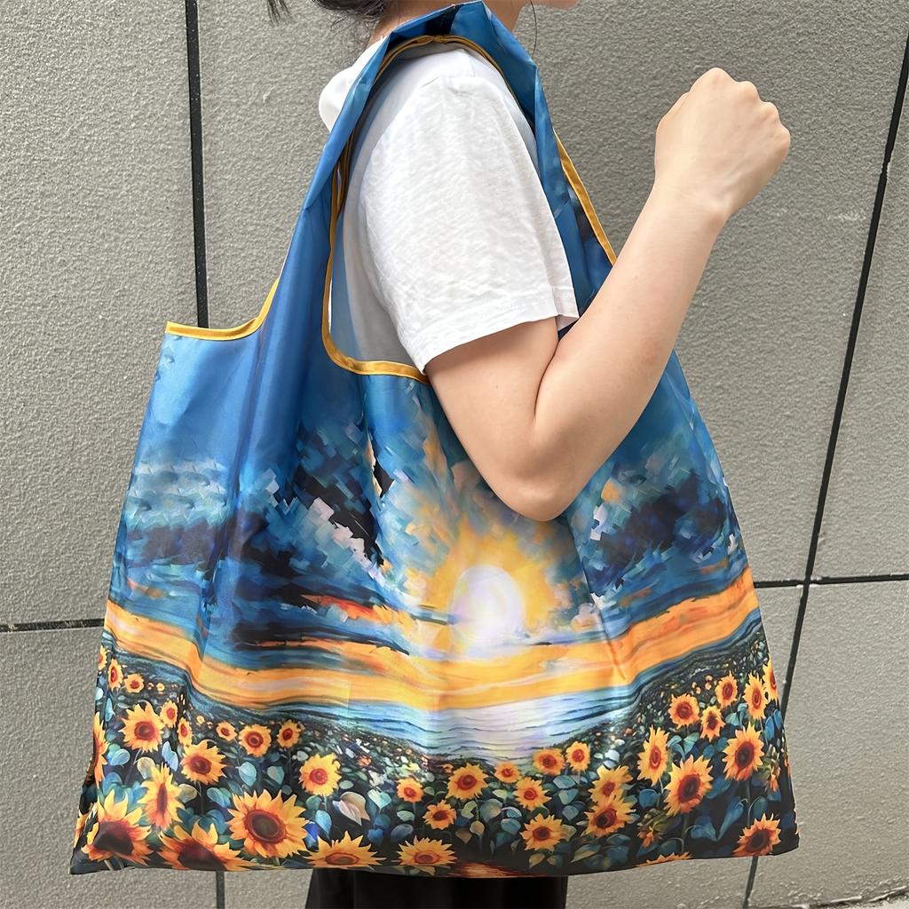 Sac à bandoulière pliable élégant Grande capacité Sac à bandoulière portable pour femmes, Sac fourre-tout de shopping avec plusieurs motifs disponibles