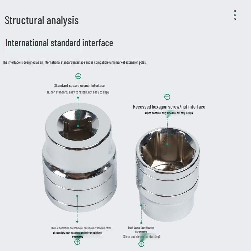 1/2" Interface Large Hex Socket 832mm Electric & Small Air Wrench