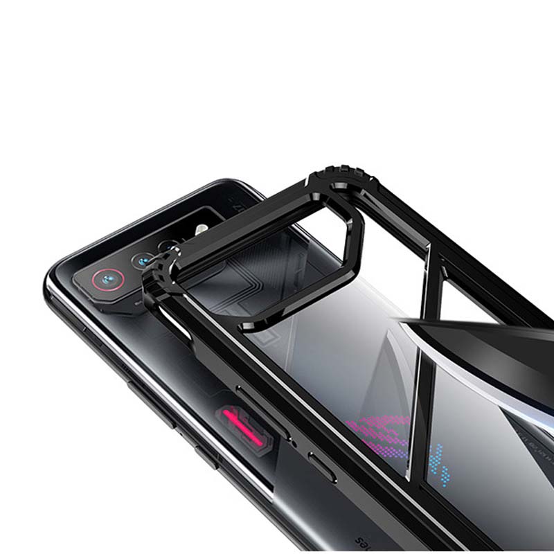 Phone Cases For Asus ROG Phone 7 Pro 2 In 1 Transparent Magnetic Kickstand Phone Case For ASUS Rog Phone 7 Funda Invisible Bracket Hard PC Clear Cover