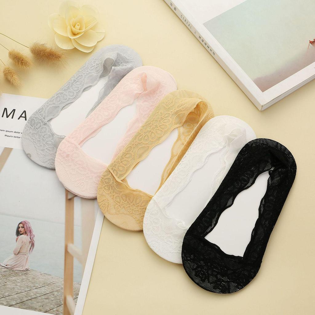 Women's Summer Peacock Feather Lace Anti-Slip Invisible Socks