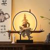 Backflow Incense Burner Ceramic Guan Yin Statue Zen Bodhisattva Figurine Waterfall Smoke Cone Home Office Desk Table Decor