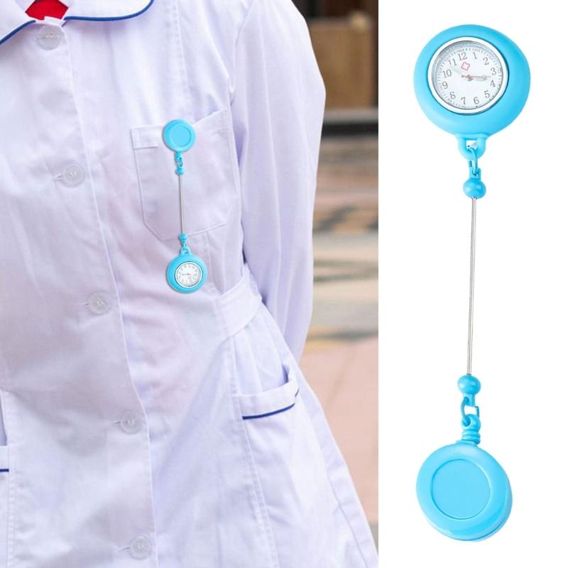 Retractable Badge Reels Nurse Watch Beadable Badge Holder Watch with Belt Clip for Nurse Doctor Healthcare Paramedic