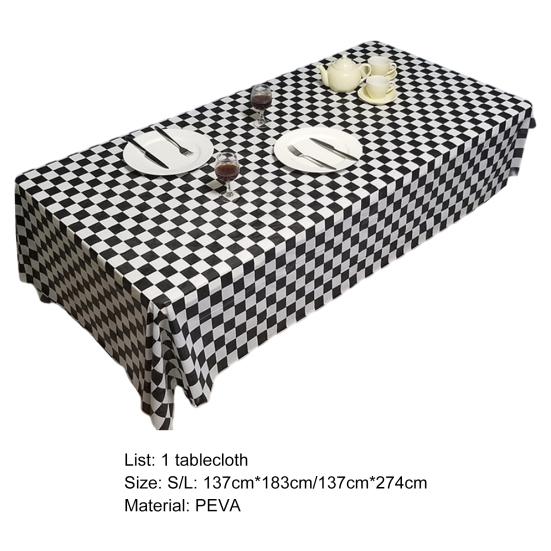 Concise Style PEVA Eye-catching Tablecloth Creative Chessboard Pattern Table Cover for Home