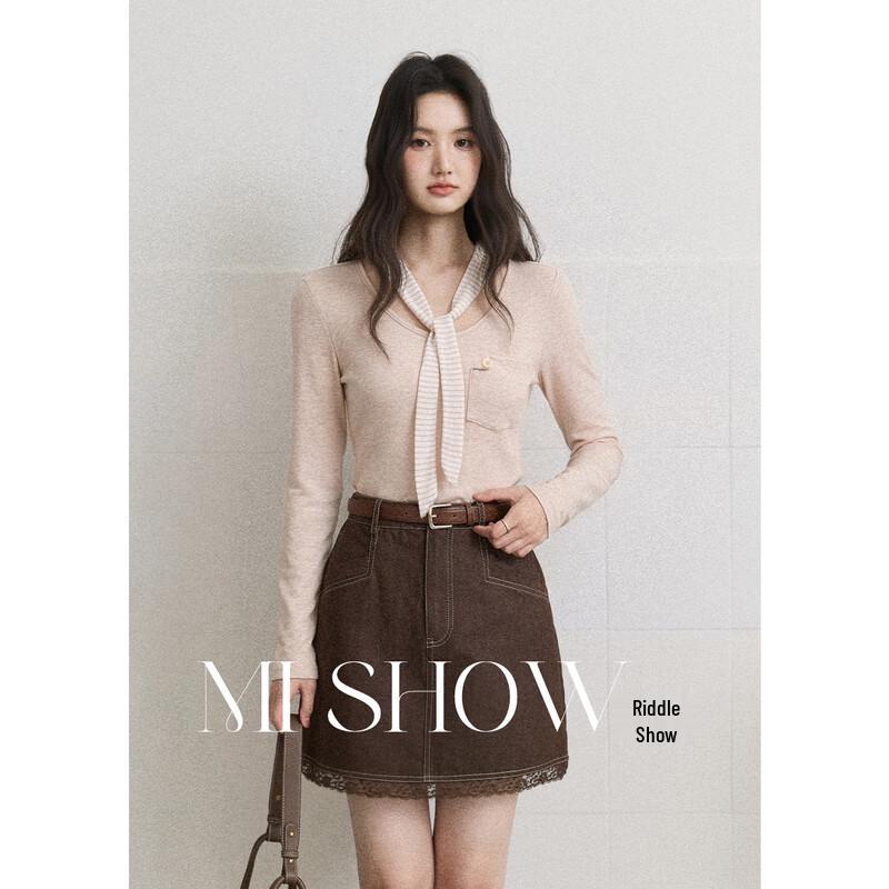 Mishow Women's Elegant V-Neck Ribbon Knit Sweater