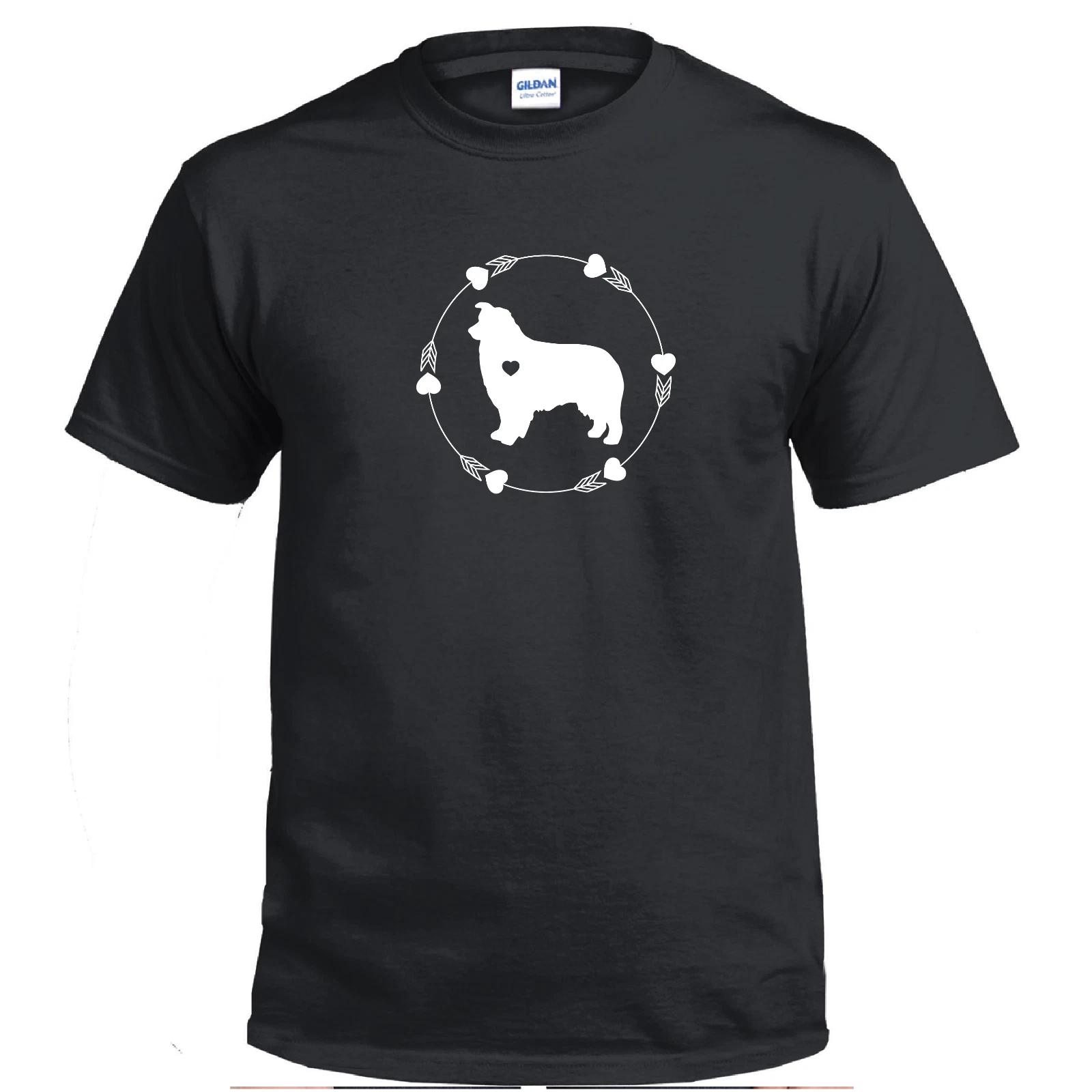 

Australian Shepherd Aussie Dog Lover Heart Fur Babies Cotton Black T-Shirt 2XL