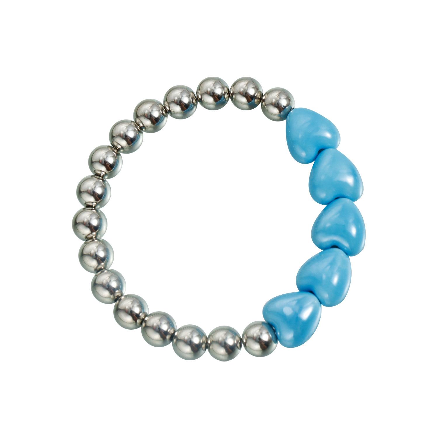 European and American jewelry fashion splicing wind blue love fringed necklace creative geometric round bead string necklace