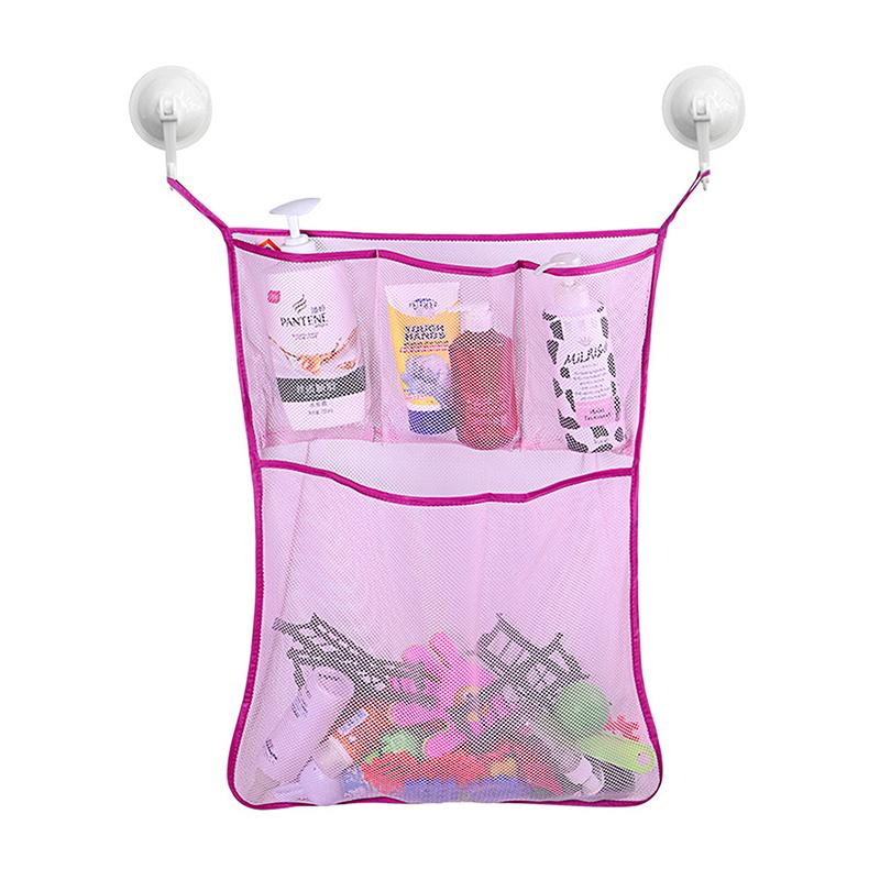 Baby Shower Bath Toys White Baby Kids Toy Storage Mesh With Strong Suction Cups Toy Bag Net Bathroom Organizer