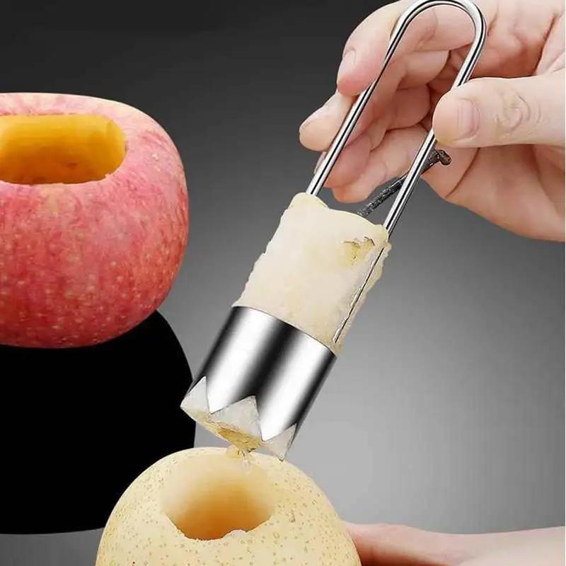 Портативный нержавеющий инструмент для удаления сердцевины из груш и яблок из нержавеющей стали марки 304, острый зубчатый резак, прочный ручной инструмент для овощей