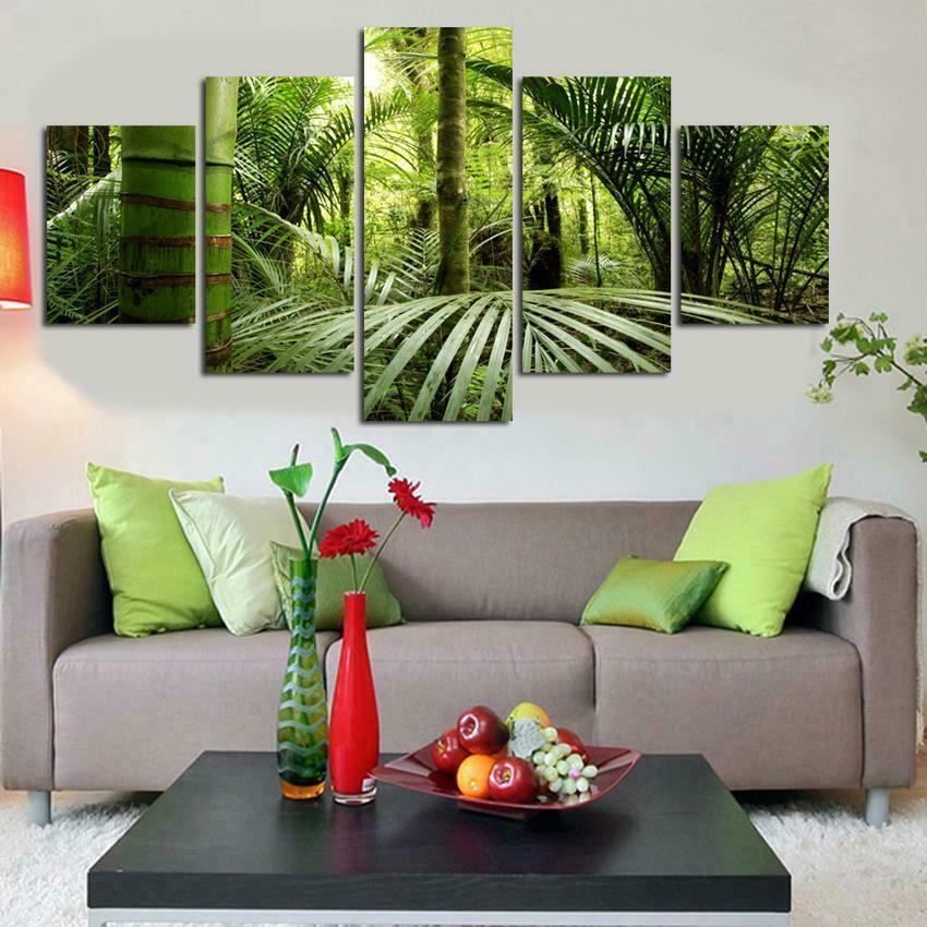 

Природные джунгли, тропические растения, 5 шт., настенное искусство, печать на холсте, HD печать, плакат, картины, живопись для гостиной, домашний декор, фотографии
