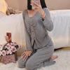 Modal Women's One-Piece Pajama Set with Built-In Bra - Long Sleeve, High-End, Home & Outdoor Wear for Spring & Autumn