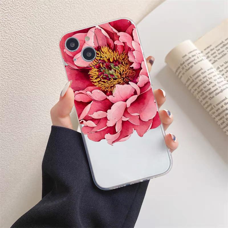 Vintage Flower Clear Phone Case For iPhone 12 11 13 Pro Max Mini 14 Pro Max Plus 7 8 Plus SE2 X XR XS Butterfly Plant Back Cover