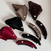 Autumn and Winter Retro Flannel Triangle Grip Clip High-end Sense of The Back of The Head Female Hairpin Banana Clip Large