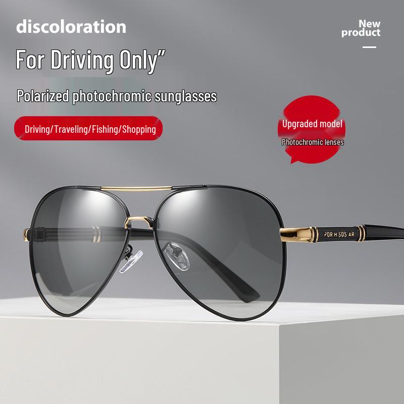 Men's Trendy Polarized Photochromic Aviator Sunglasses for Driving