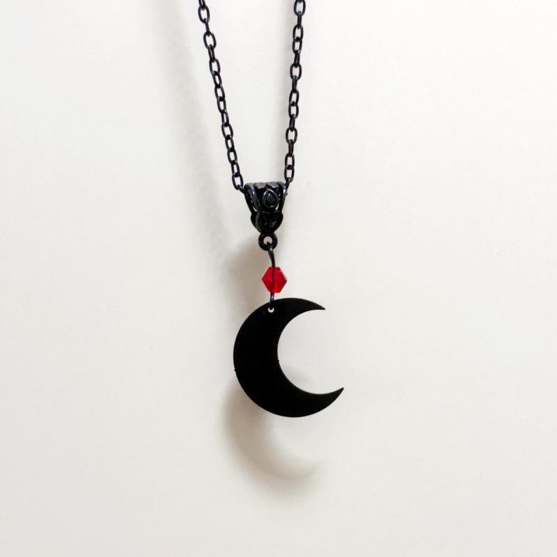 Jun An Gothic Black Moon Pendant Necklace
