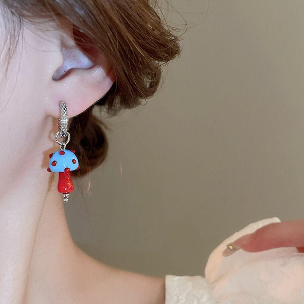 Earrings Buckle Mushroom Earrings Mini Mushroom Cute Earring Temperament Dangle Earring Party