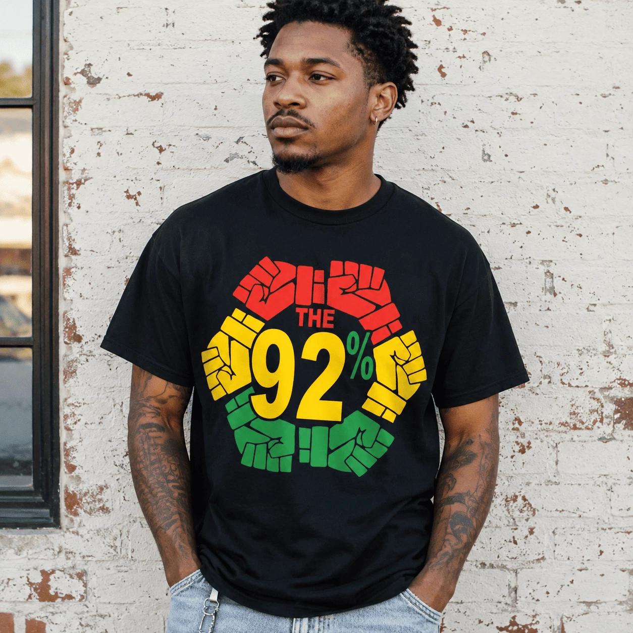 92 Percent Black Power Juneteenth Freedom Pride Men s Graphic T-Shirt XL