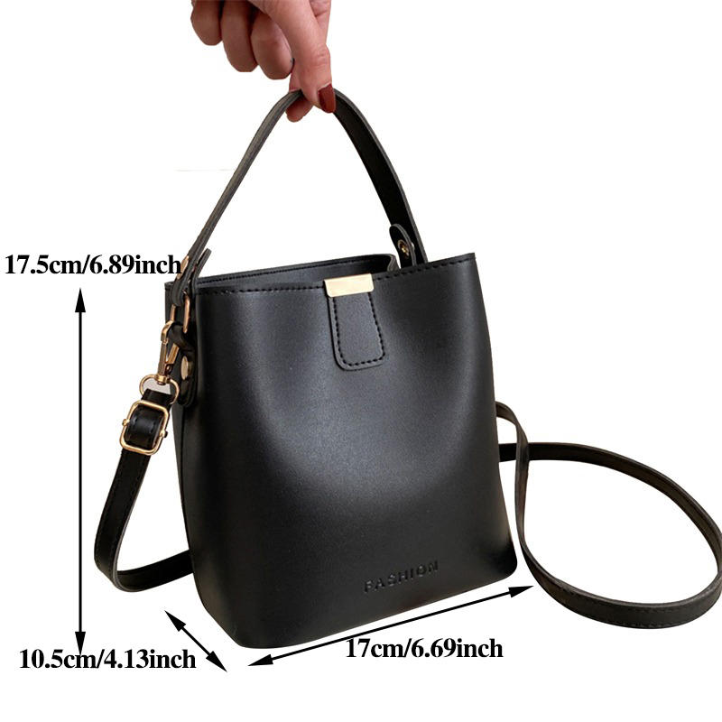 Simple Solid Color Crossbody Bags Women Elegant Shoulder Portable Bucket Bag