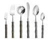 304 Stainless Steel Gold Cutlery Set with Violet Acrylic Bamboo Joint Handles: Includes Knife, Fork, and Spoon for Hotel Light Luxury Use.