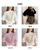 European & American Style Women's Loose Bubble Sleeve Knit Sweater Pullover with Round Neck 