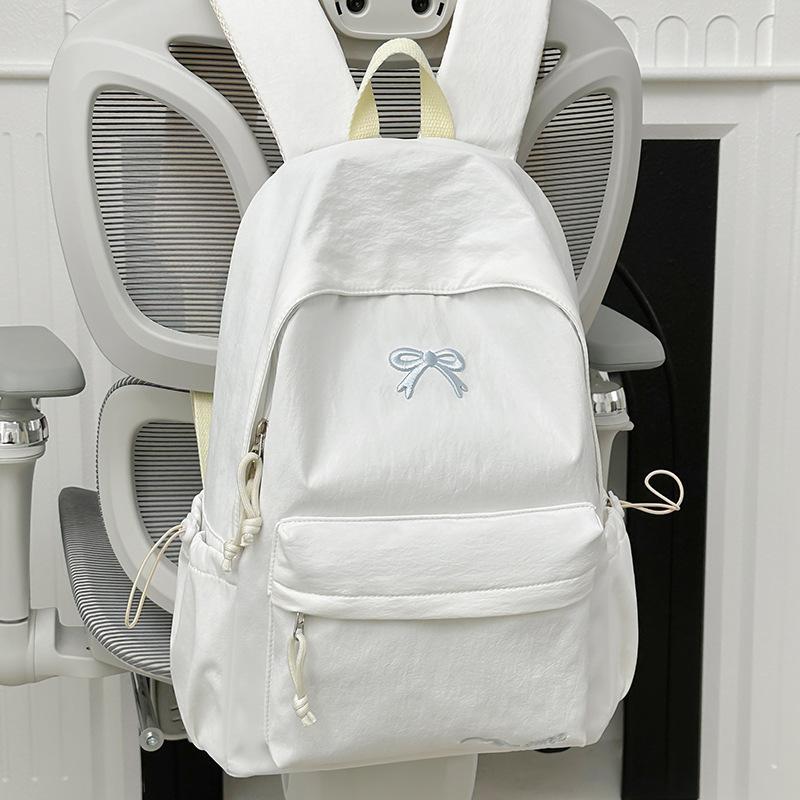 Schultasche Koreanische Version ins einfarbiger Rucksack Damen einfacher Rucksack mit großer Kapazität Schleife Schülerschultasche modisch vielseitig Freizeitrucksack