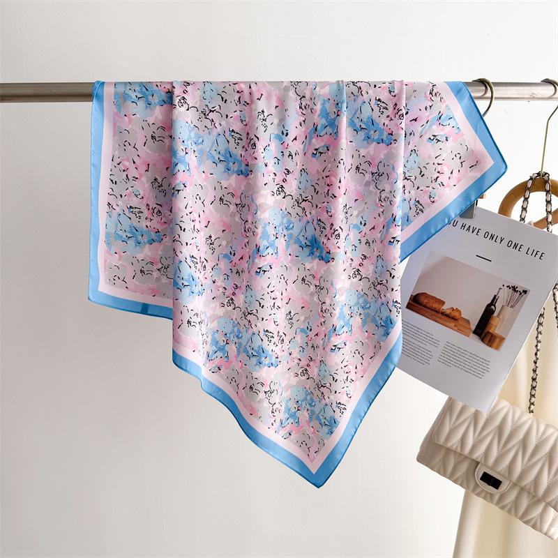 Luxury Printed Square Scarves Women's Silk Scarf Spring and Summer Floral Bandana Small Neckties Hairbands Bags Foulard Shawl