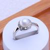 LSOOYH Pearl Jewelry Freshwater Pearl Rings For Women Fashion Female Cubic Zirconia CZ Ring