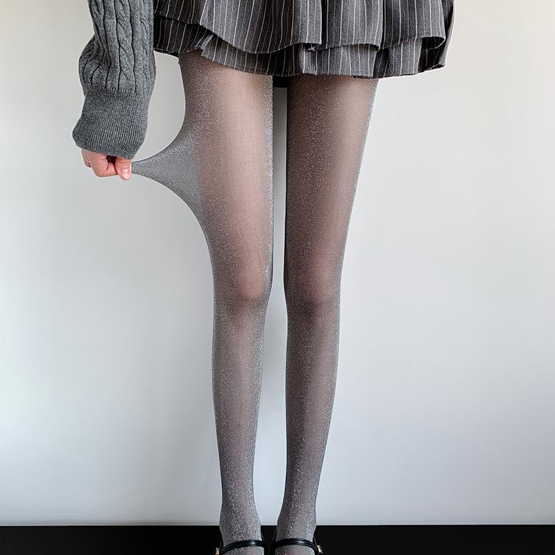 

Y2K Glitter Shiny Party Tights Women Autumn Thin Sexy See Through Skinny Pantyhose For Girls One Size