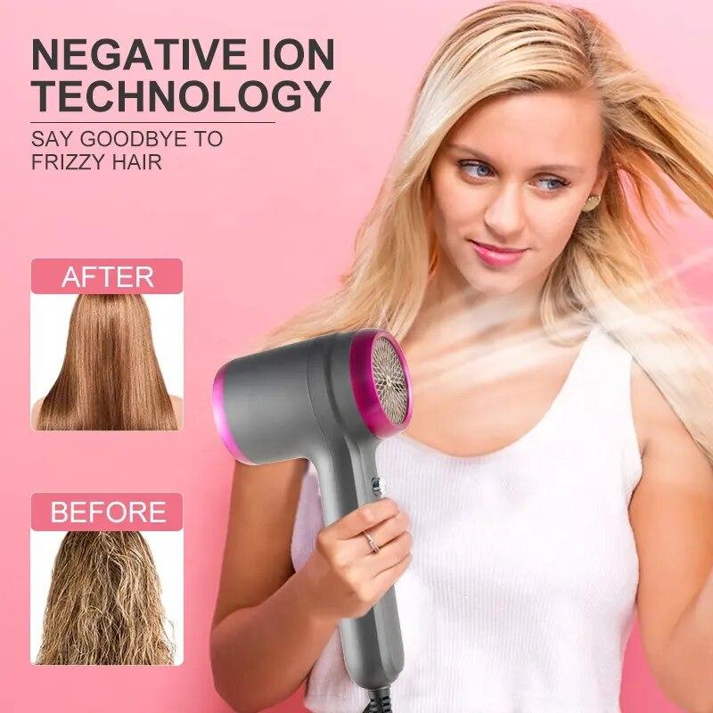 Negative Ion Hair Dryer 2 Hot Air And 2 Cold Air Low Noise No Damage To Hair Suitable For Home And Travel