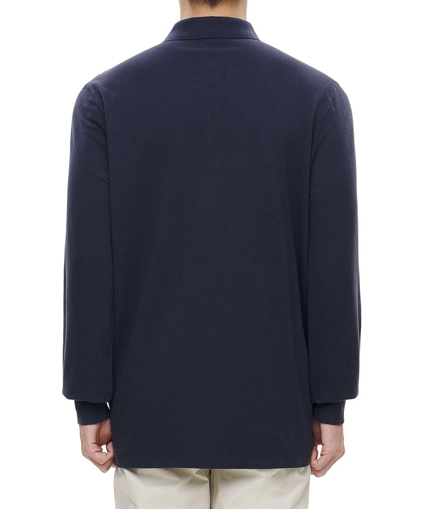 POLO RALPH LAUREN Custom Slim Fit Long Sleeve Mesh Polo - Blue