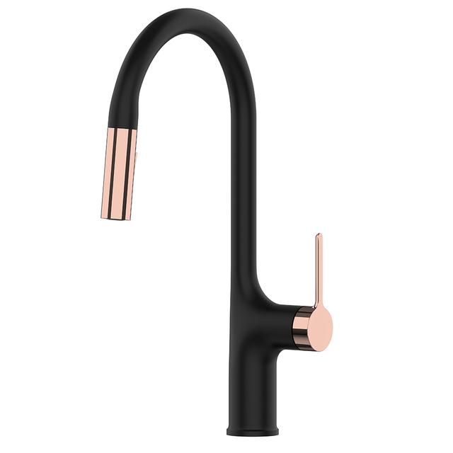 Deck Mounted Kitchen Faucet Pull Out Mixer Tap Bagnolux Gun Gray Brass Two Function Single Handle Hot and Cold Water Crane