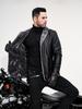 Men's European Mid-Length PU Leather Jacket, Large, Fleece-Lined for Autumn/Winter