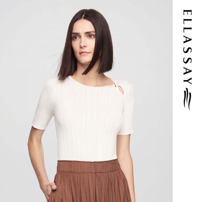 ELLASSAY Women's Slim Fit Hollow-Out Knit Top