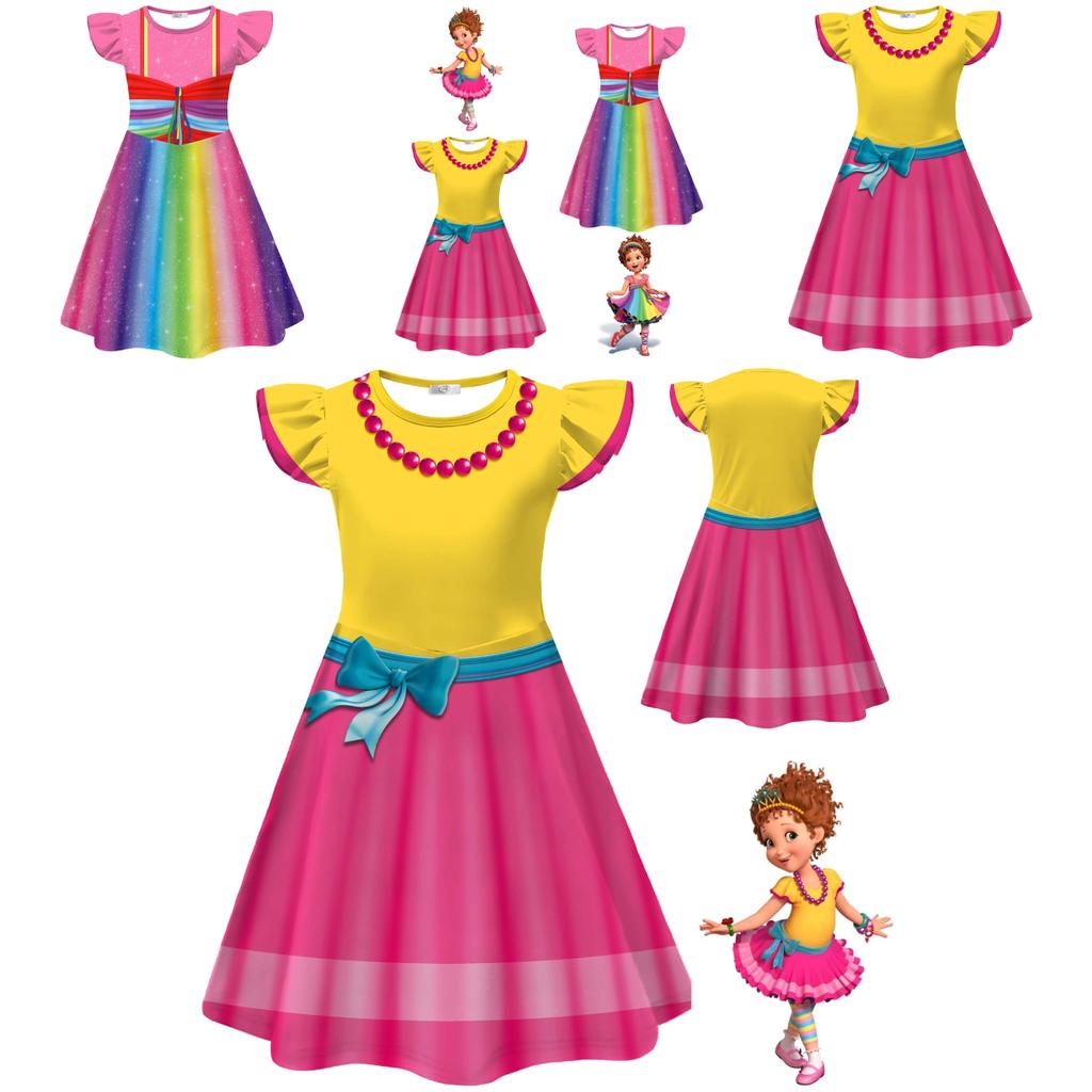 Halloween Fancy Nancy Cosplay Girl Dress With Ruffled Sleeves For Kids Party Fun