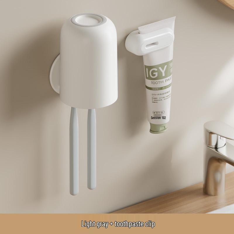 Punch-Free Wall-Mounted Toothbrush Holder & Cup Set
