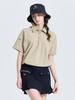 Challenger Women'S Basic Sleeve Pocket Collared Short Sleeve Woven Top Beige