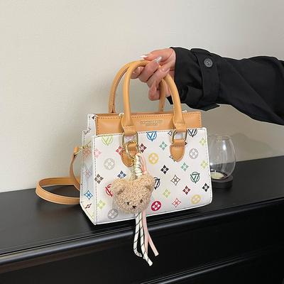 Ny mode high-end känsla kontrasterande färg toteväska bärbar axel messenger damväska