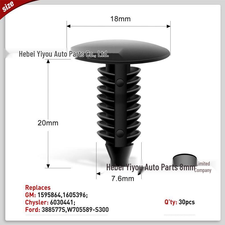 

100 шт. Автомобильные клипсы-фиксаторы кнопочного типа (7/8/10мм) для GM, Ford, Chrysler