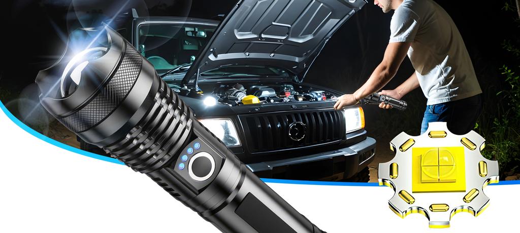 Mocna Latarka Taktyczna Led Xhp90 Zoom Wodoodporna Usb Świeci 1500M Prezent