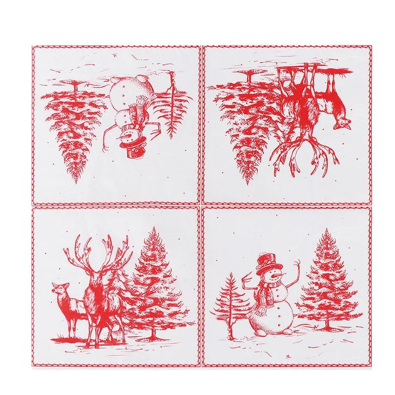 20pcs/Pac 33*33cm 2-Ply Disposable Party Napkin Christmas Pattern
