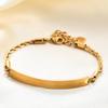 Trendy Stainless Steel Curved Plate Cylindrical Bracelet with Laser Engraved Logo, 5MM Wide, Women's Accessory