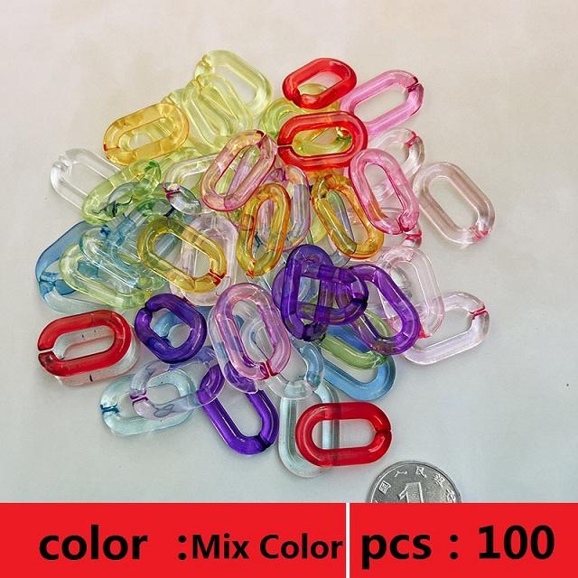 100 Pcs Rainbow C-Clips Plastic Chain Links, Bird Swing & Climbing Chain Cage Toy Clips & Hooks, Suitable for Sugar Glider, Rat