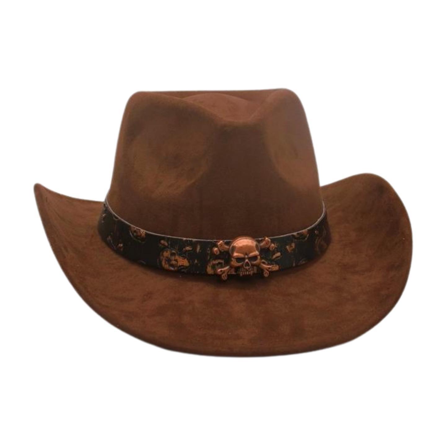 

Western Cowboy Hat Performance Stage Jazz Hat New Holiday Style Skull Accessories Ethnic Style Top Hat one size fits all [j taoniu]