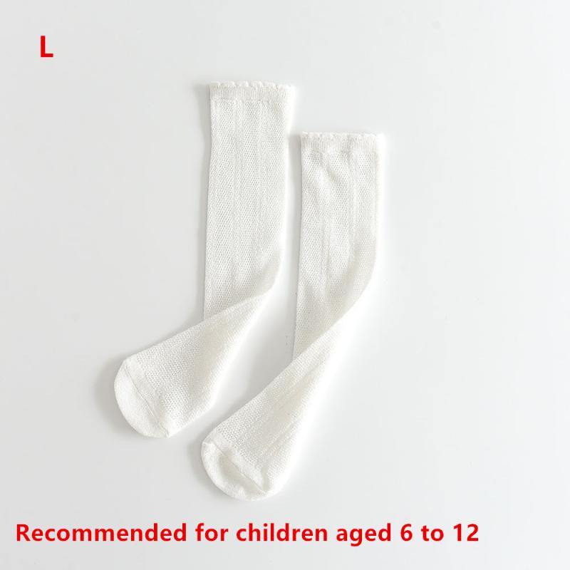 

Spring Summer Girl Knee High Long Socks White Color Princess Mesh Breathable School Uniform Accessories Kids Stockings L