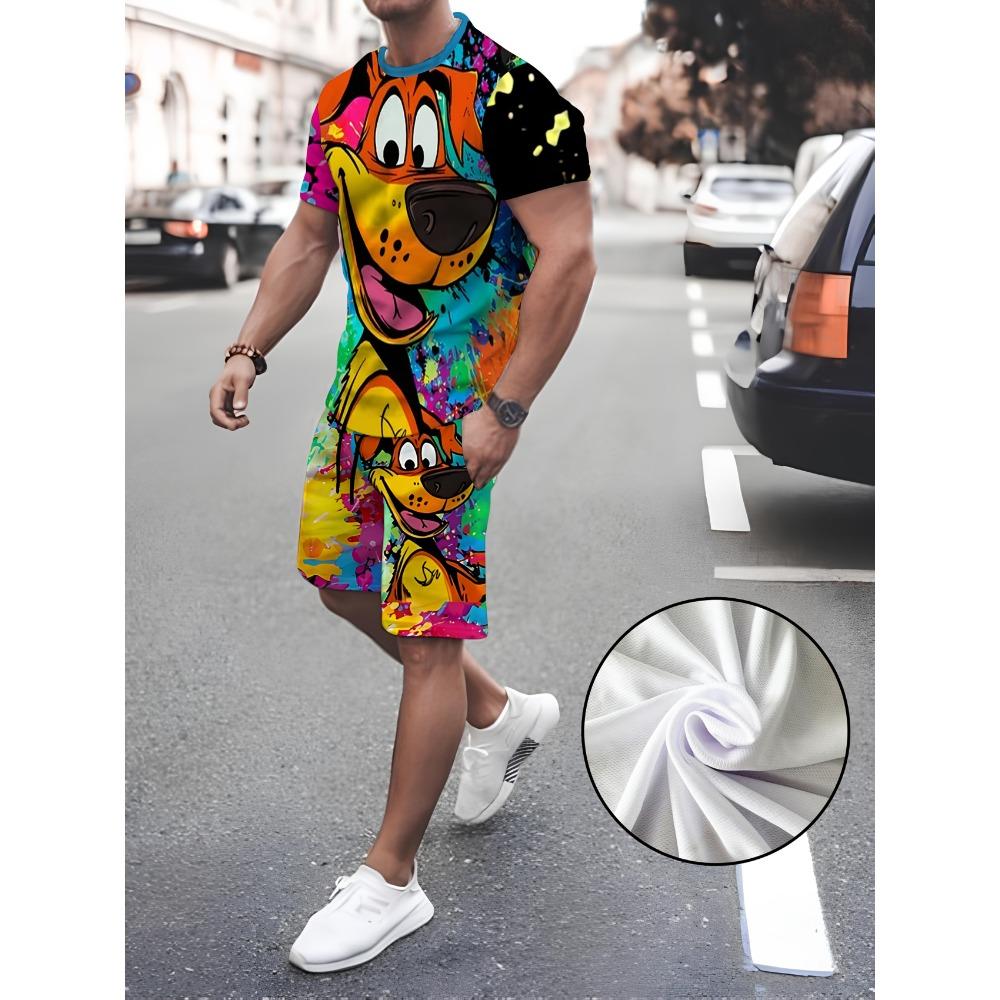 

Men s Short Sleeve Shirt and Shorts Casual Set with Pockets and Drawstring Waist. Fashionable Casual Design, Suitable for Street and Outdoor Wear S