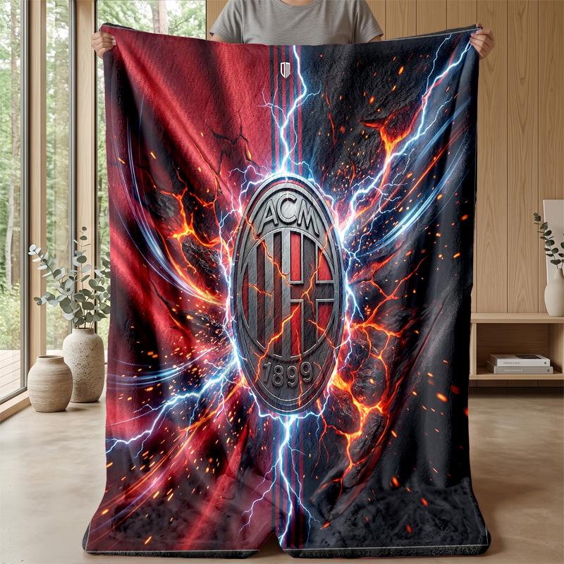 AC Milan Theme Blanket Soft Flannel Blanket Plush Throw Blanket Cozy Sofa Bed Blanket for Home Decor