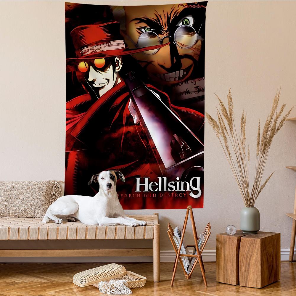 Hellsing Game Anime Tapestry Hippie Flower Wall Carpets Dorm Decor Wall Hanging Home Decor