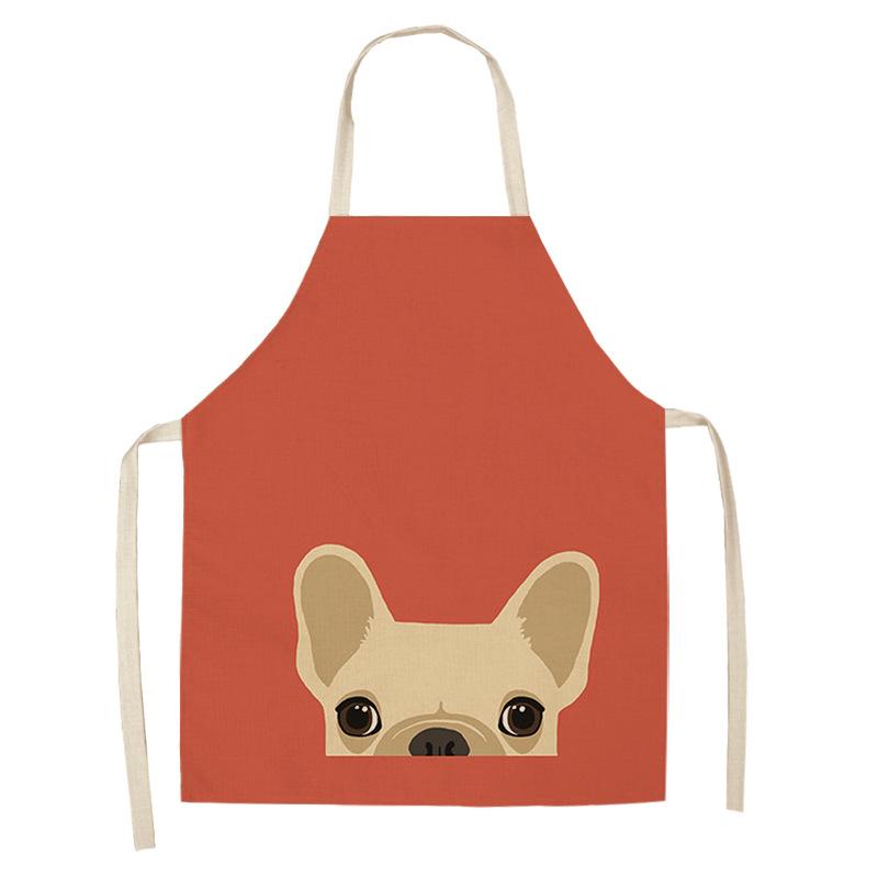 

1 шт. милый мультяшный принт собаки и кошки, кухонные фартуки из хлопка и льна, аксессуары для чистки домашней кухни, кафе, выпечки 47x38cm